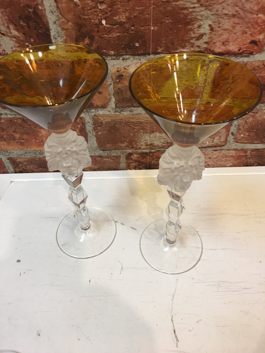 SET OF TWO VEGA AMBER MARTINI GLASSES