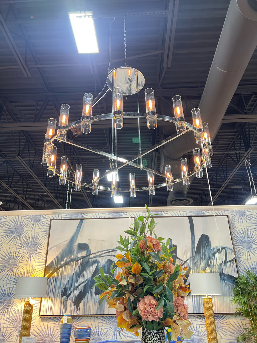 RESTORATION HARDWARE CHANDELIER RAVELLE ROUND SLIVER – Consign & Design