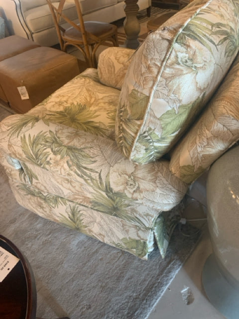 SHERRILL UPHOLSTERED CHAIRGREEN AND BROWN FLOWERS