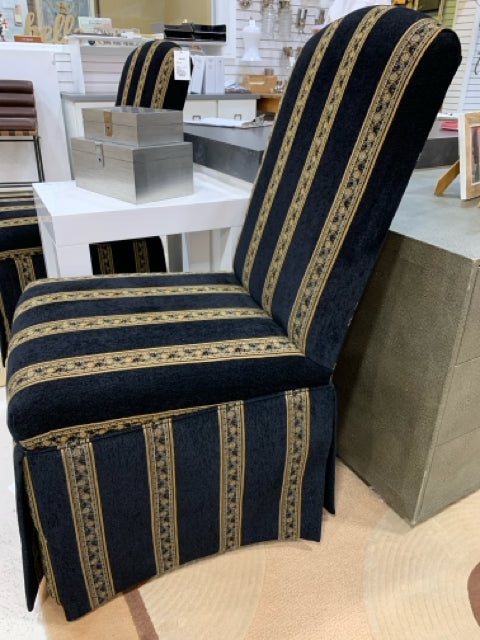 PAIR OF THOMASVILLE PARSONS CHAIR BLACK AND GOLD