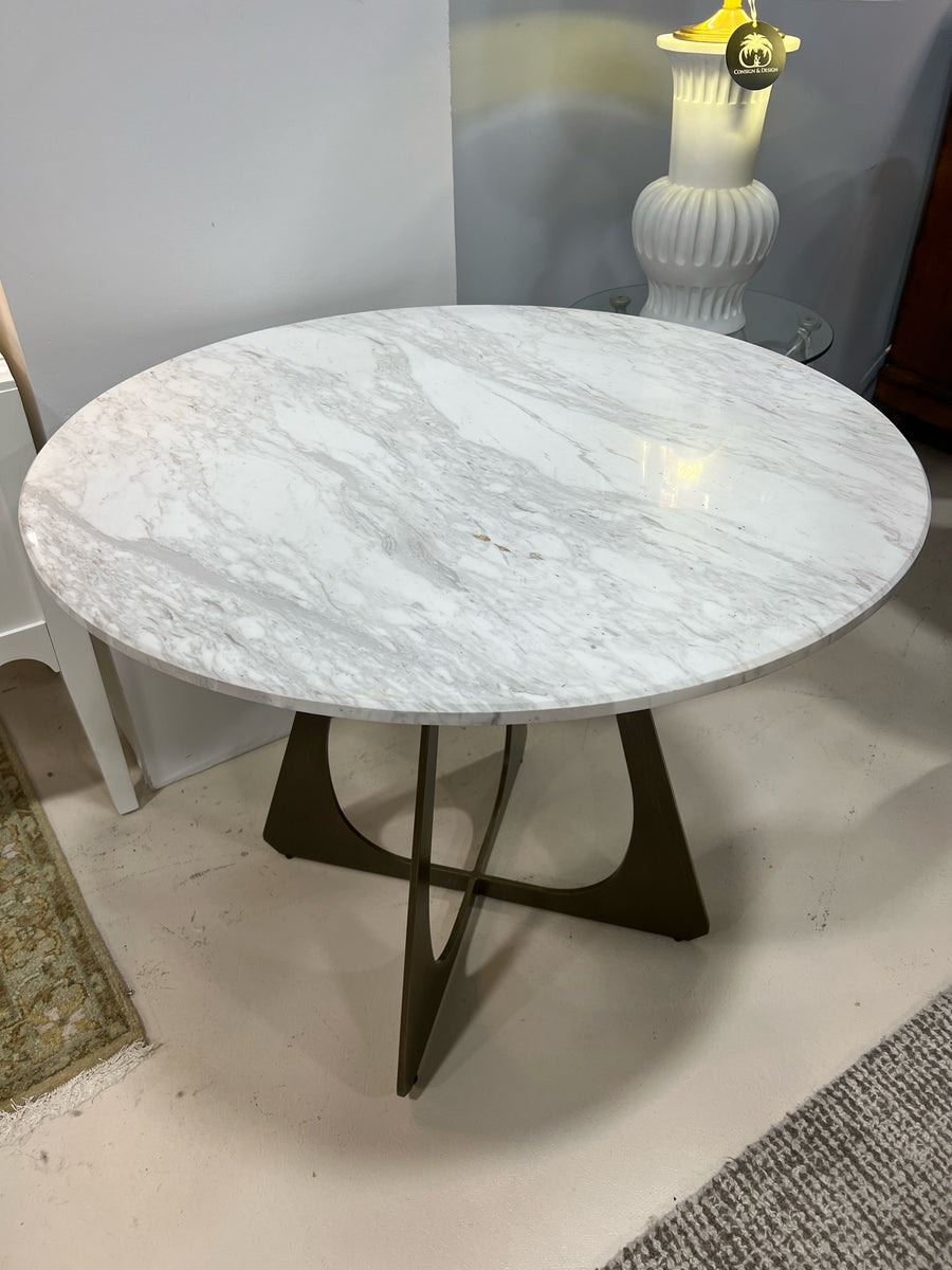 GABBY HOME TABLE WHITE MARBLE TOP WITH BRASS BASE