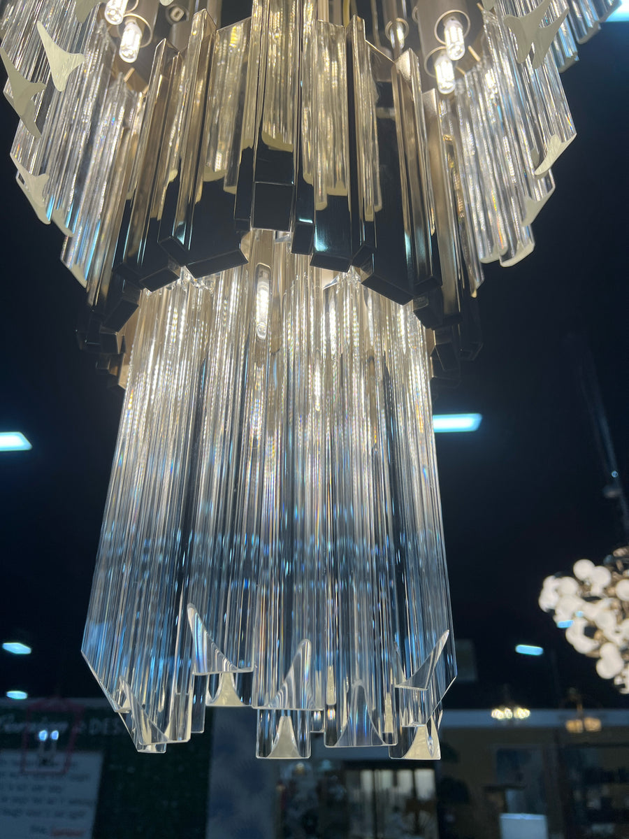 CHANDELIER BOCA DO LOBO 4 TIER BRASS AND CRYSTAL