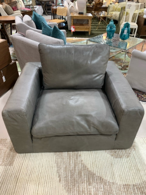 RESTORATION HARDWARE CLOUD COLLECTION GREY LEATHER CHAIR