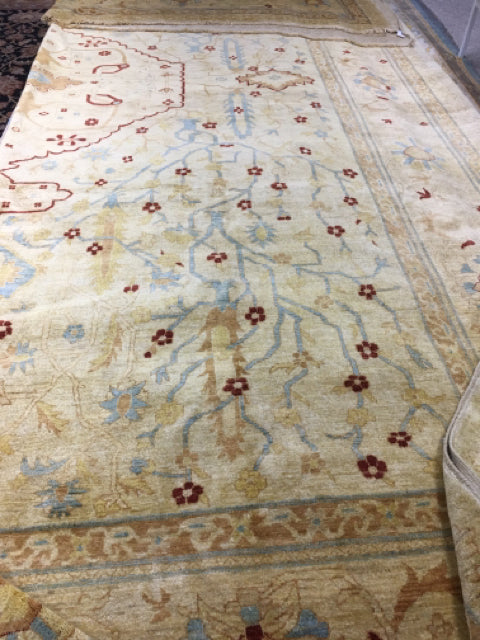 OUSHAK AREA RUG GOLD RUST AND TEAL