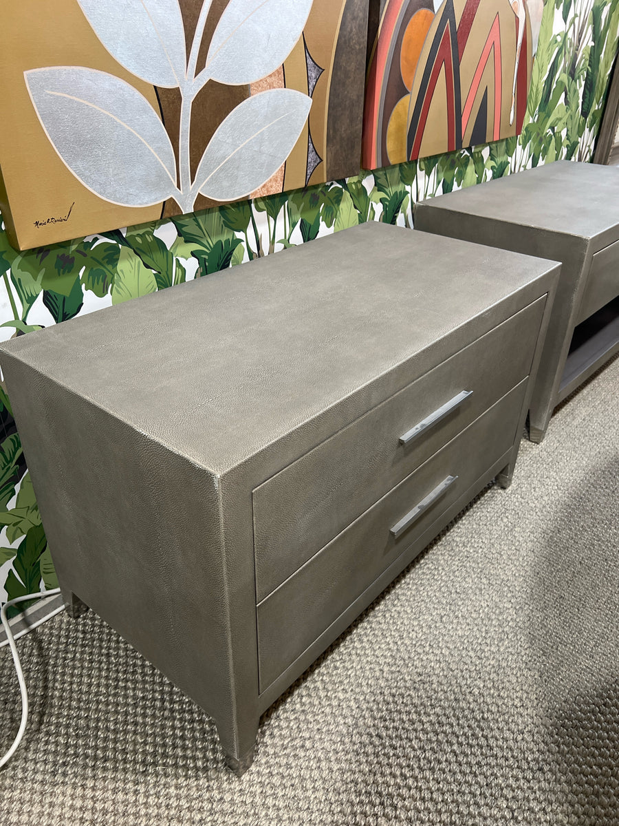 NIGHT STAND GREY SHAGREEN 2 DRAWER