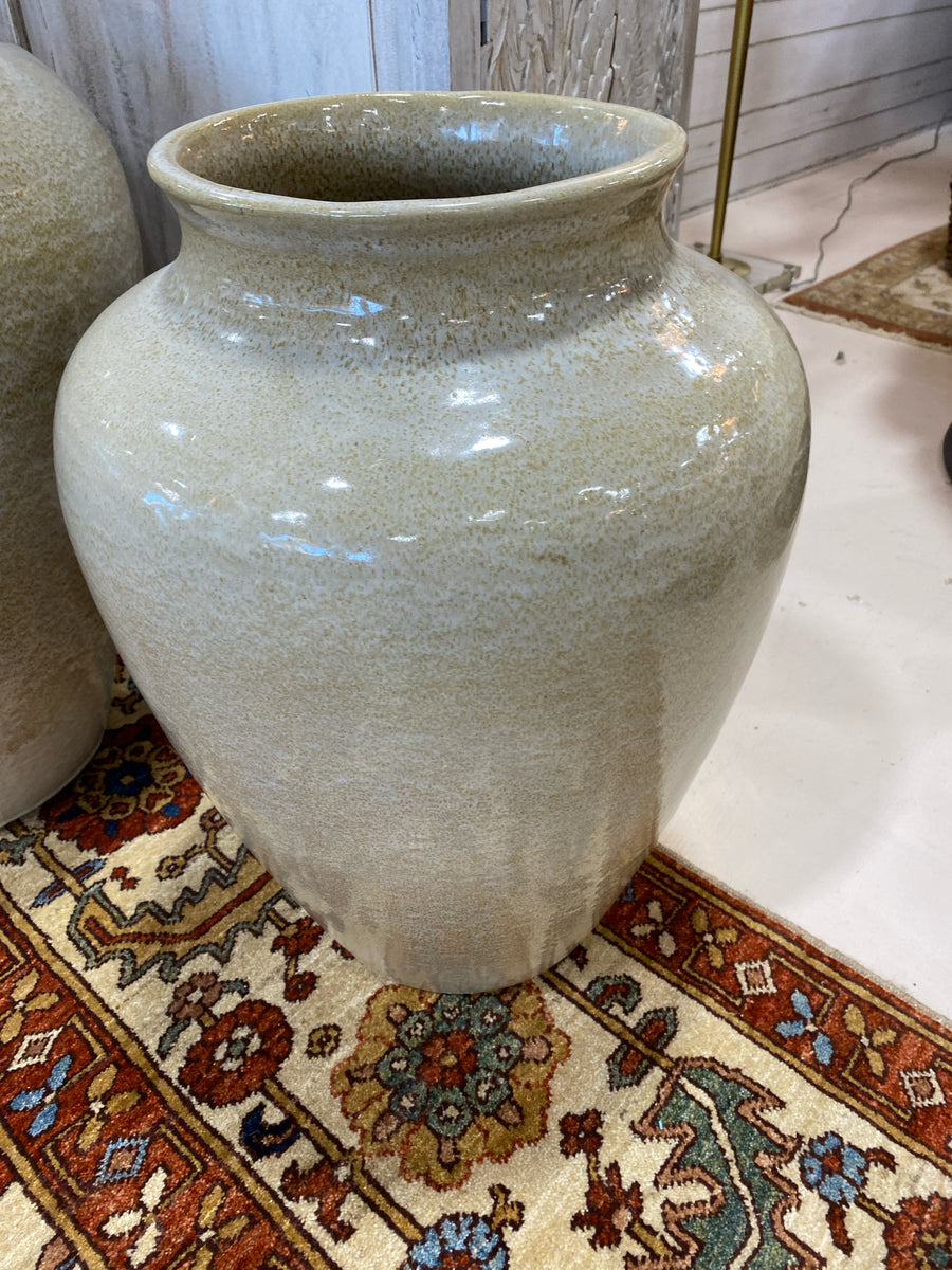 CERAMIC FLOOR VASE OATMEAL