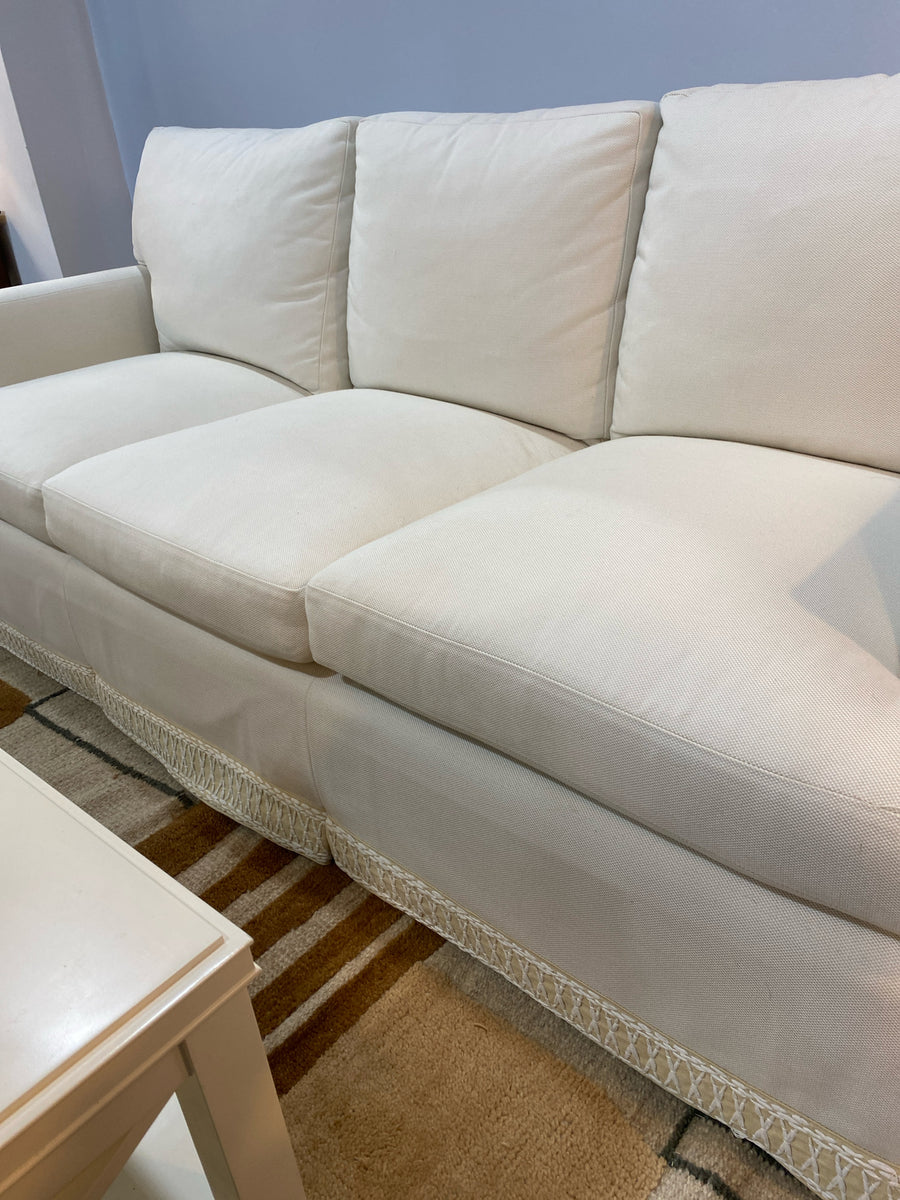 FERRELL MITTMAN SOFA WHITE 3 CUSHION SKIRTED