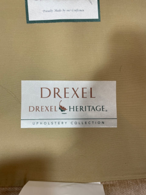 DREXEL ARM CHAIR SWIVEL TUFTED BEIGE VELVET