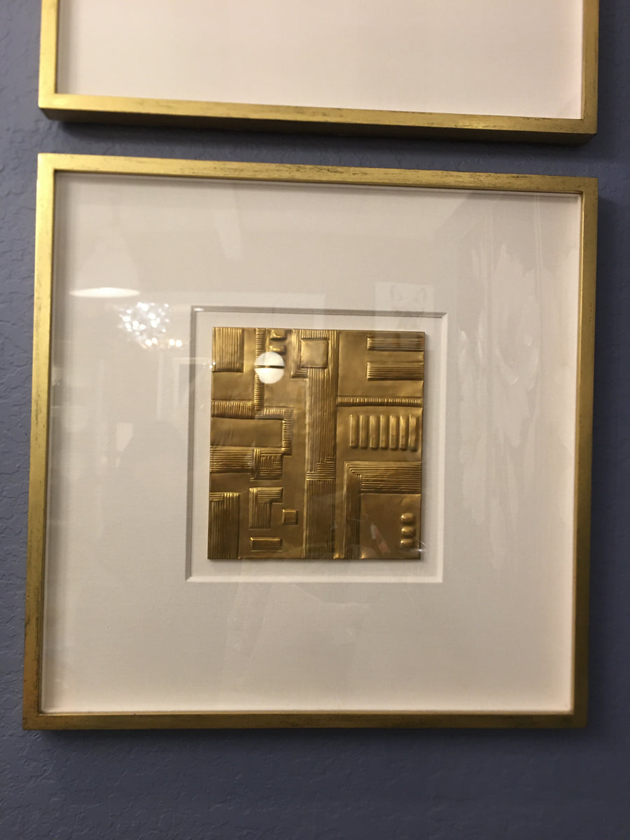 PRINT ABSTRACT GOLD METAL FRAMED RH