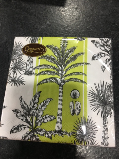 COCKTAIL NAPKIN SOUTHER PALMS GREEN/WHITE