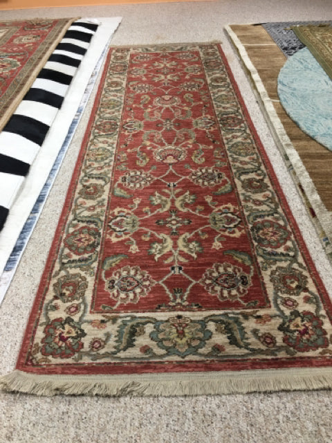 KARASTAN RUG RUNNER  RED TAN AND GREEN