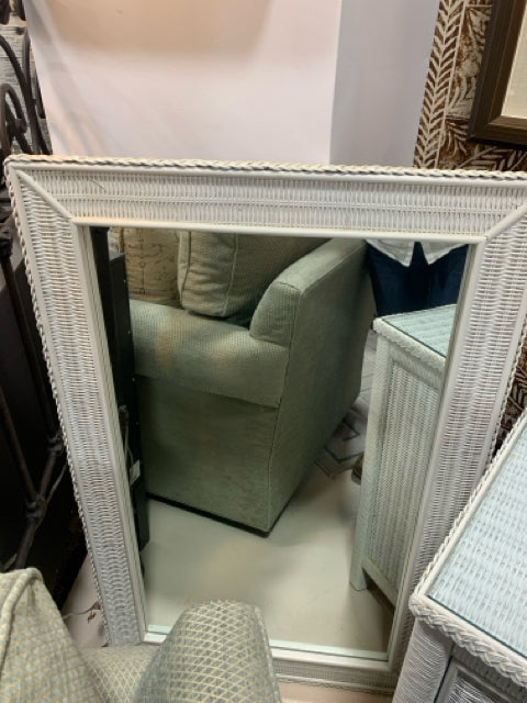 HENRY LINK WHITE WICKER MIRROR