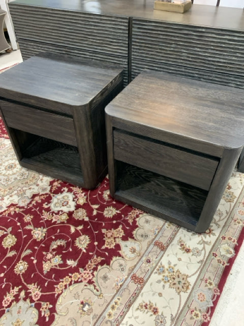 PAIR OF SIDE TABLE  GREY WOOD 1 DRAWER