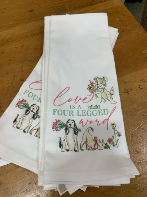 KITCHEN TOWEL LOVE IS FOUR LEGGEDPINK TAIL WAGGERS