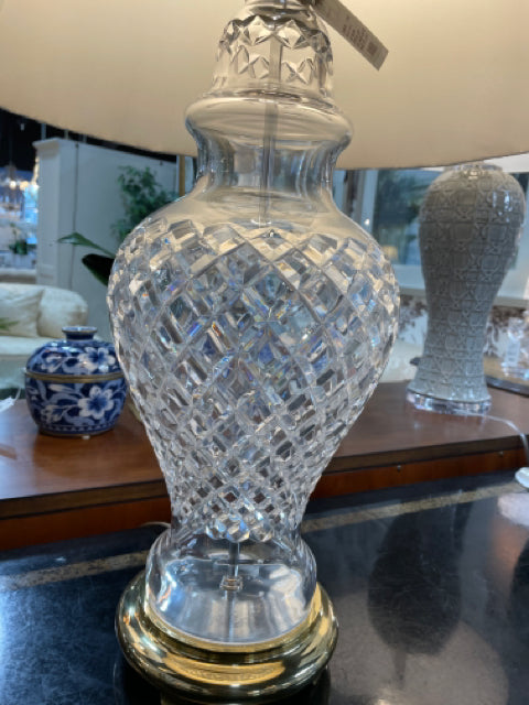 CUT GLASS CRYSTAL LAMP GOLD BASE