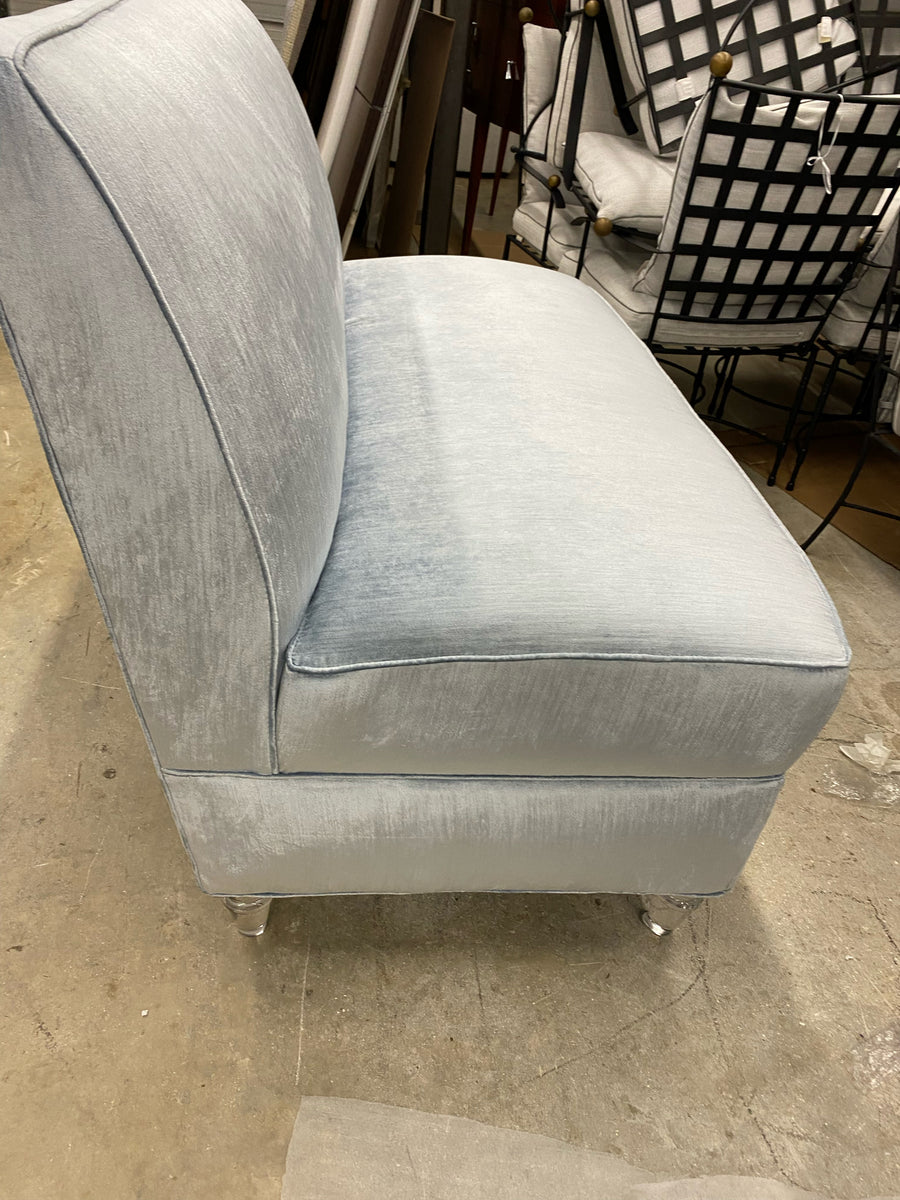 SOFA LIGHT BLUE VELVET ACRYLIC LEGS