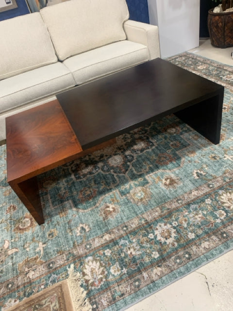 THEODORE ALEXANDER COCKTAIL TABLE TWO TONE WOOD