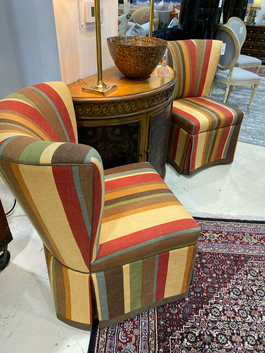 VANGUARD PAIR CHAIRS ARMLESS STRIPED