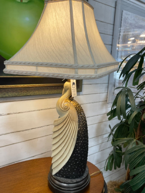 TABLE LAMP  CREAM AND GOLD PEACOCK