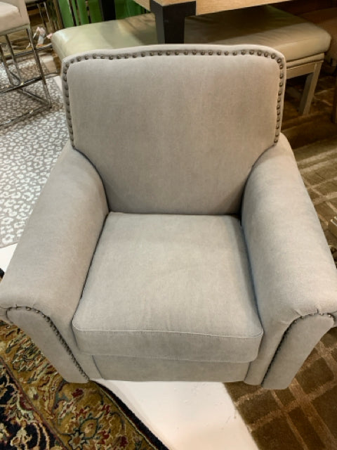 RESTORATION HARDWARE CHILD CHAIR GREY WITH  PIN NAILS