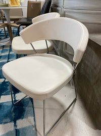 CALLIGARIS SET OF 3 DINING CHAIRS WHTIE WITH CHROME FRAME