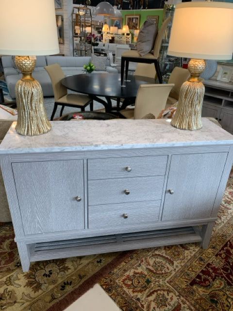 BAR CABINET GREY WITH STONE TOP 2 DOOR 3 DRAWER