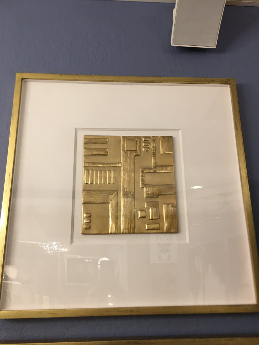 PRINT ABSTRACT GOLD METAL FRAMED RH