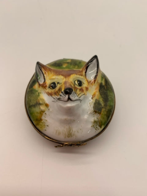 LIMOGES TRINKET BOX RED FOX HEAD