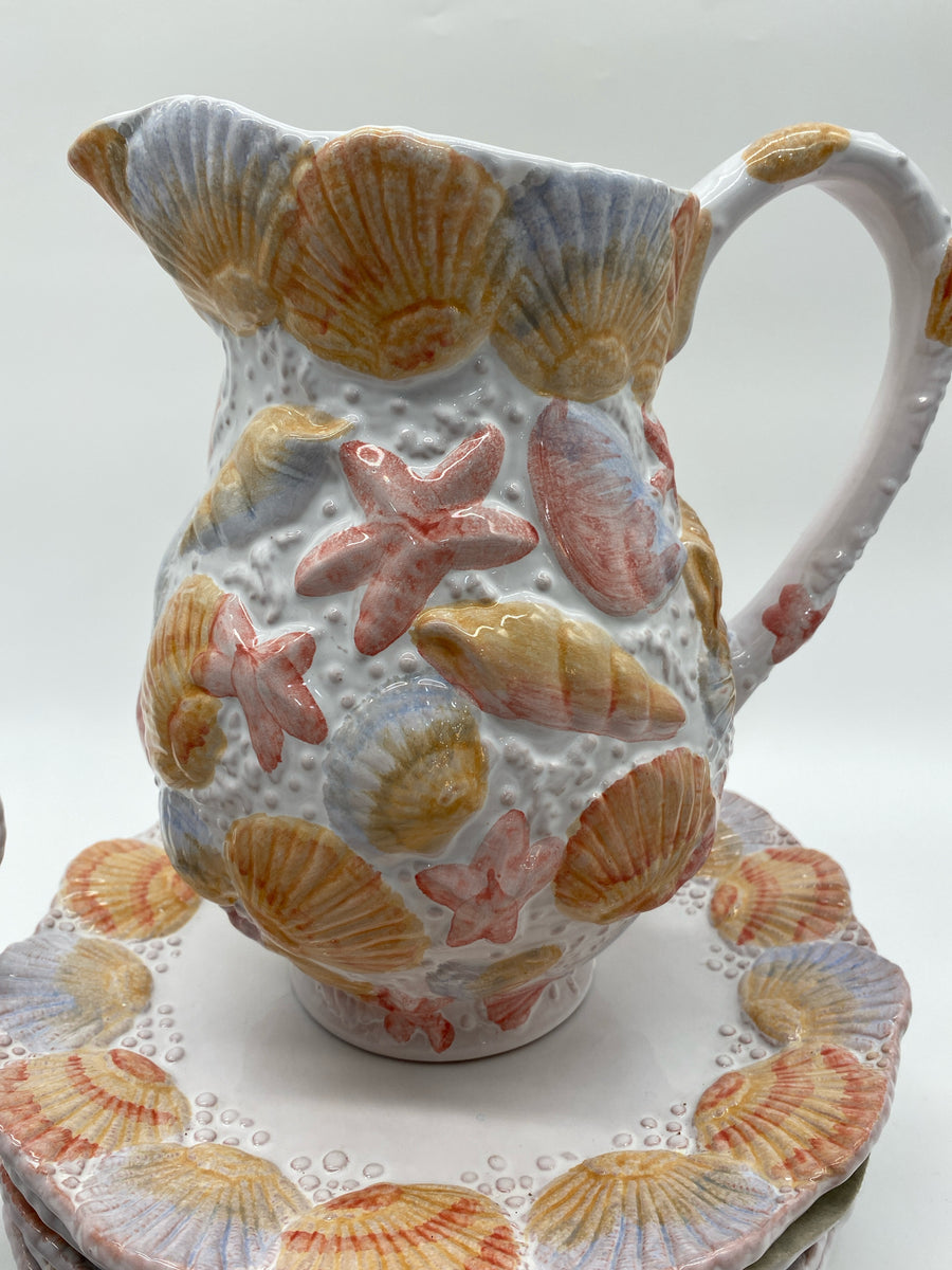 SEA SHELL PLATES PITCHER AND BUCKET