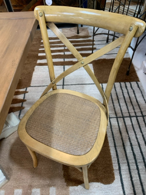 DINING TABLE PEDESTAL  WOOD TOP WITH 4 CANE CHAIRS