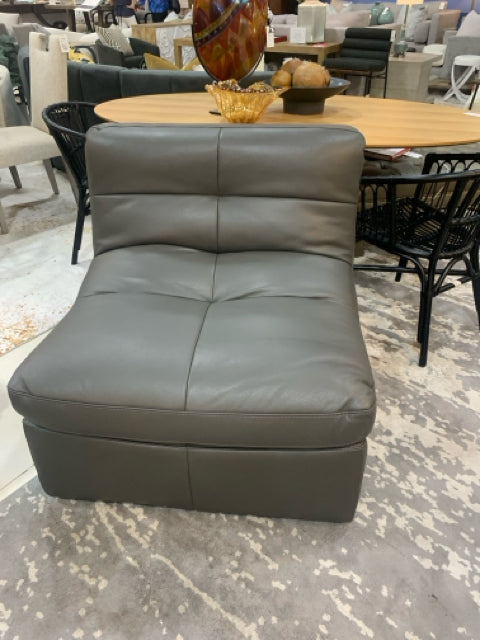 ARMLESS LEATHER CHAIR CHARCOAL