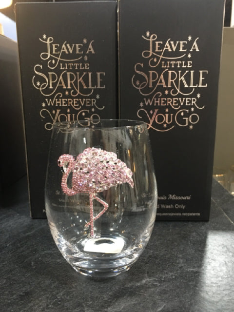 WINE GLASS FLAMINGO STEMLESS