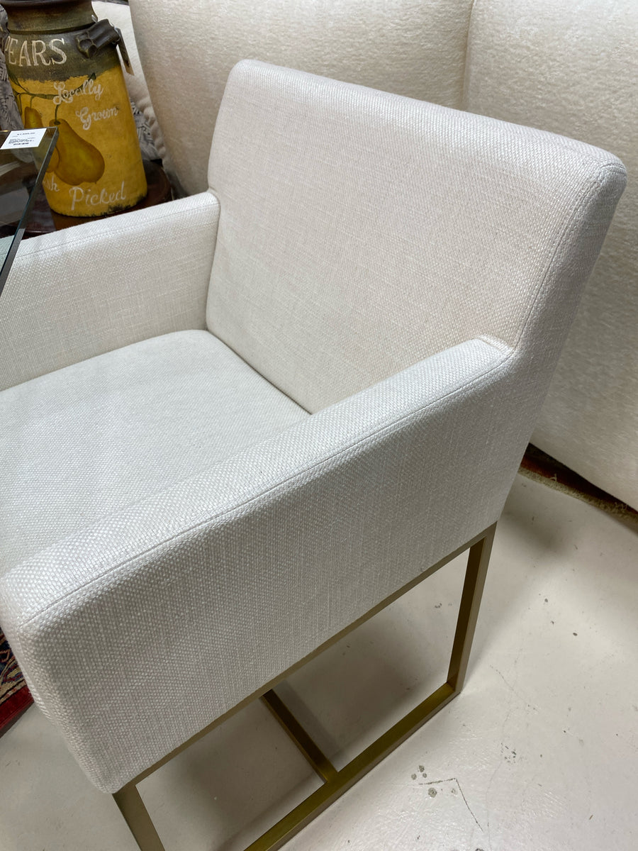 RESTORATION HARDWARE SET OF 6  DINING CHAIRS 4 SIDE 2 HEAD WHITE WITH GOLD