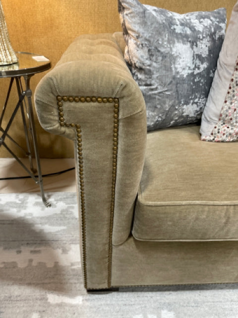 CENTURY CHESTERFIELD  SOFA 3 CUSHION MOCHA BUTTON TUFTED