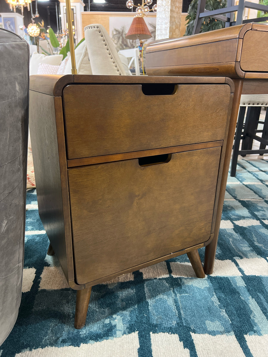 DESK & FILING CABINET MIDCENTURY MODERN WALNUT FINISH