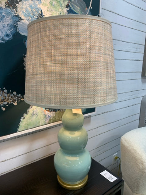 TABLE LAMP SAGE GREEN GOLD BASE