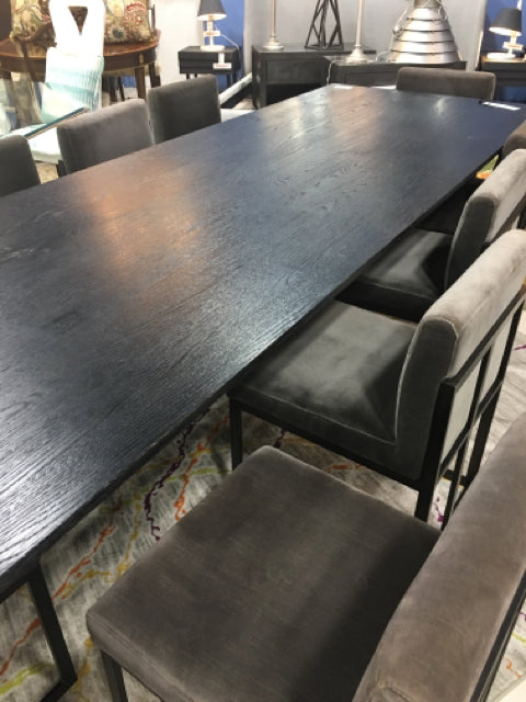 RESTORATION HARDWARE TABLE BLACK WOOD WITH 10 CHAIRS