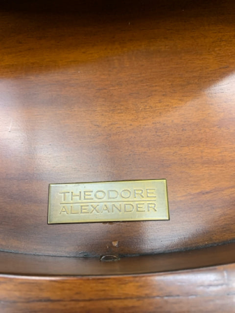 THEODORE ALEXANDER TABLE  ROUND ENTRY DARK WOOD