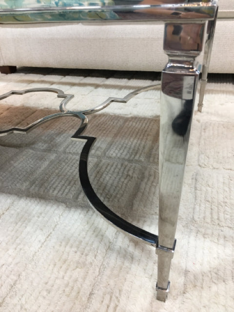 CENTURY OCCASIONAL TABLE SILVER MIRRORED TOP