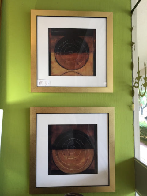 PRINT PAIR ABSTRACT GOLD FRAME