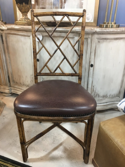THEORDORE ALEXANDER SIDE CHAIR LEATHER SEAT