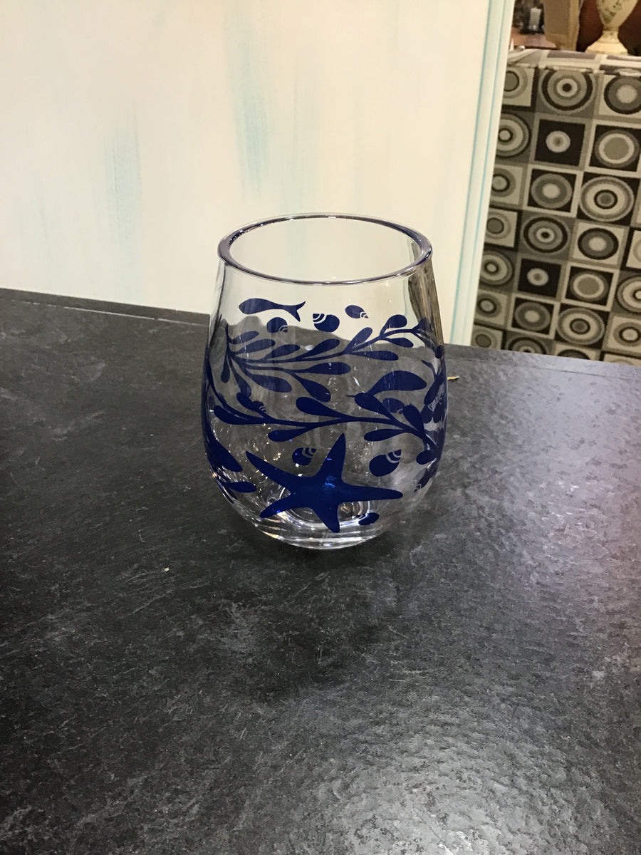 STEMLESS WINE GLASS TIDE POOL DESIGN 15OZ