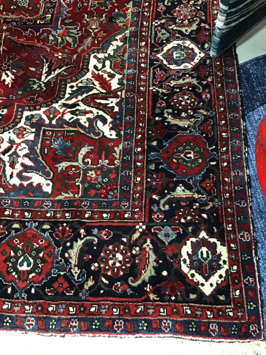 AREA RUG RED BLUE GREEN AND IVORY