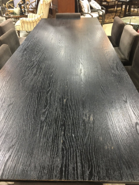 RESTORATION HARDWARE TABLE BLACK WOOD WITH 10 CHAIRS