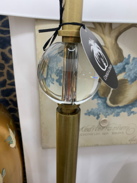 FLOOR LAMP BRUSHED GOLD AND GLASS