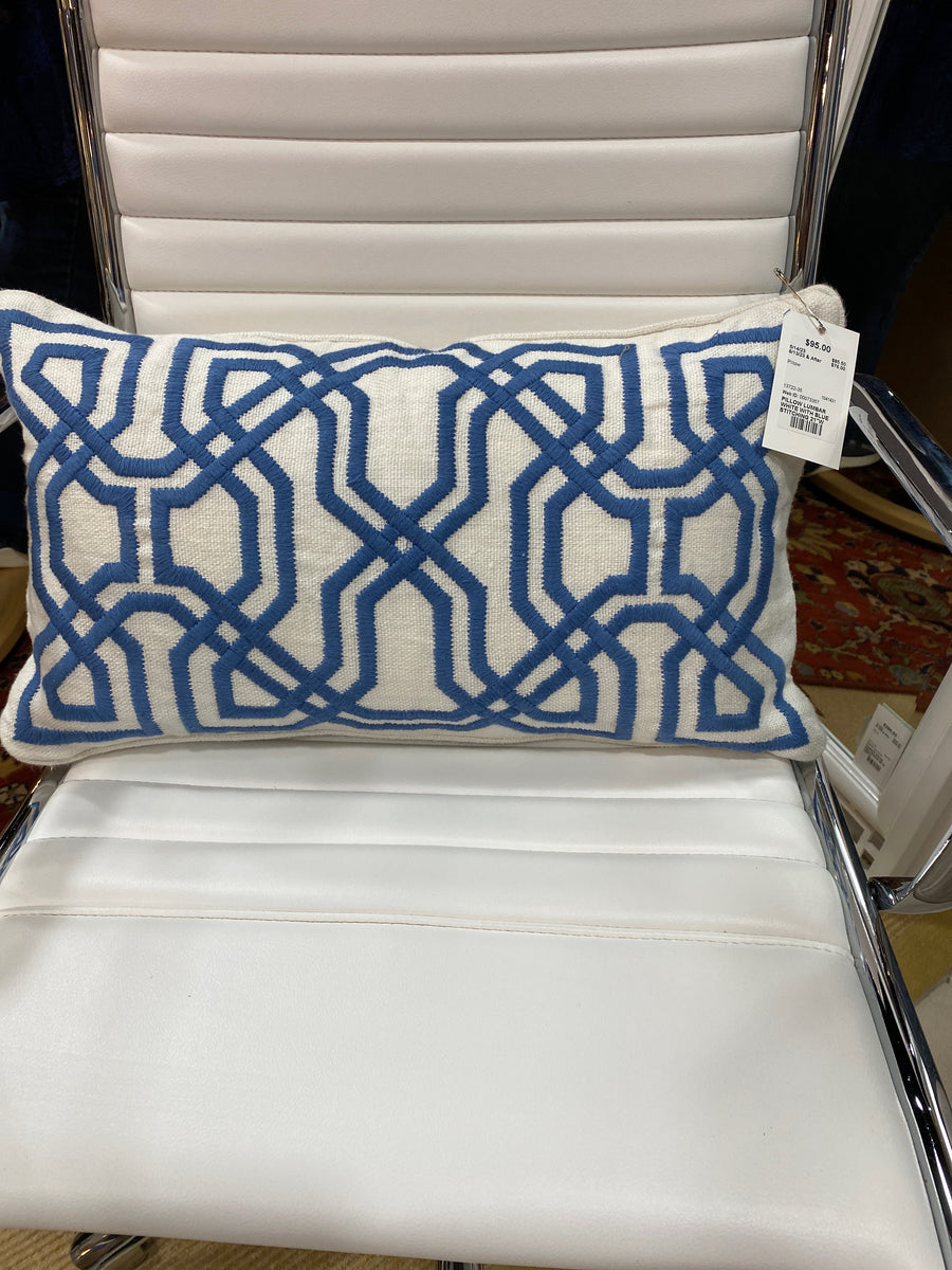 PILLOW LUMBAR WHITE WITH BLUE STITCHING