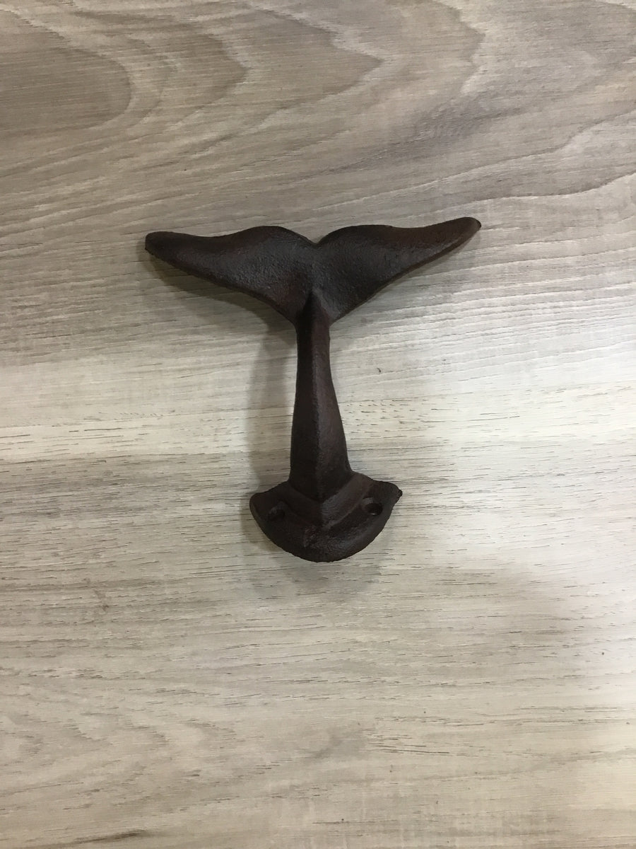 WALL HOOK CAST IRON WHALE TAIL