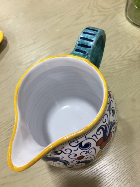 WILLIAM SONOMA PITCHER TEAL AND YELLOW