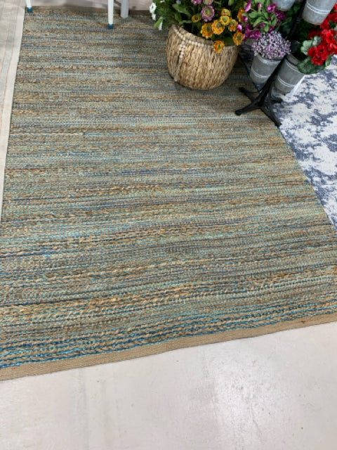 RUG NATURAL TEAL 5' X 7'9"