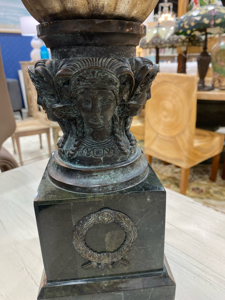 MAITLAND SMITH TABLE LAMP SQUARE  MARBLE BASE  WITH BRONZE CAST